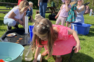 Children playing with water